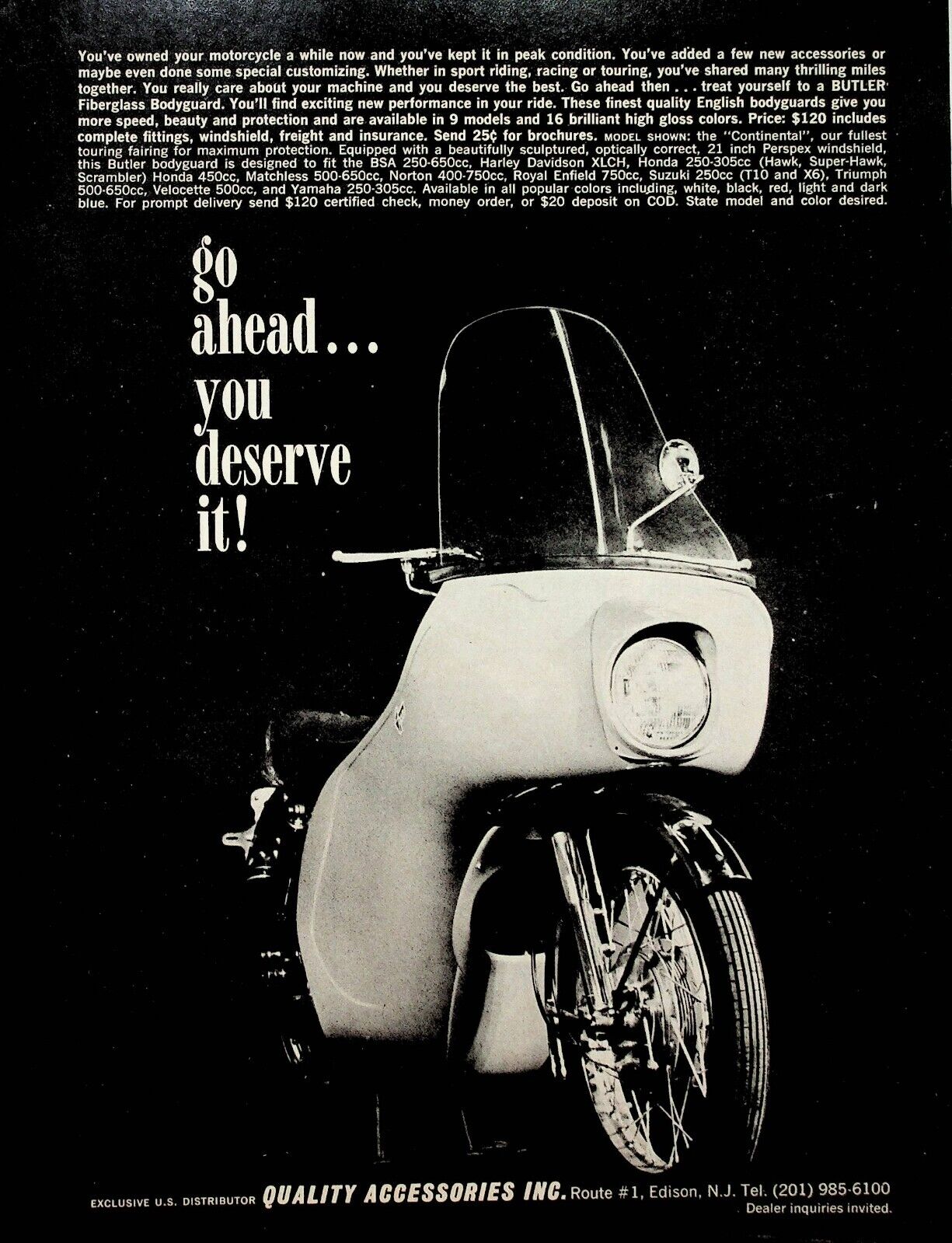 1966 Motorcycle Fairings Butler Fiberglass Bodyguard - Vintage Ad