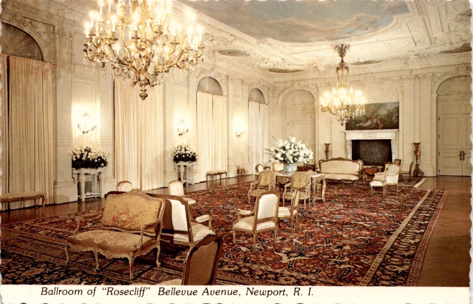 Newport Mansion BALLROOM - ROSECLIFF Newport, RI Vintage Chrome Postcard