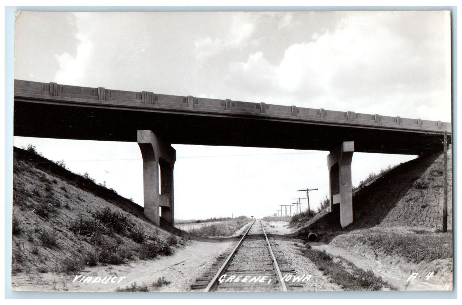 Greene Iowa IA RPPC Photo Postcard Viaduct Railway c1920\'s Unposted Antique