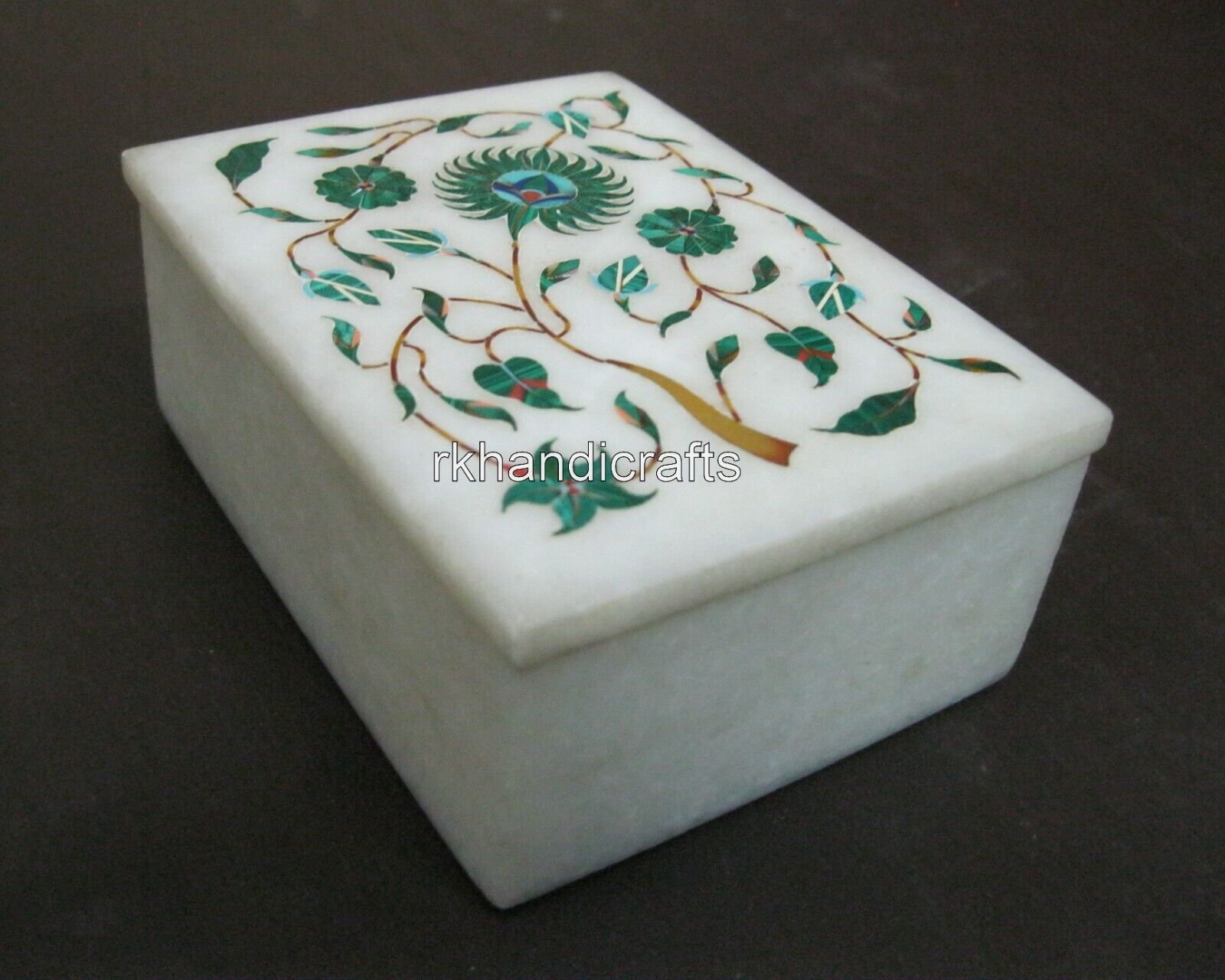4 x 3 Inches Handmade Jewelry Box Rectangle Marble Royal Look Jewelry Organizer