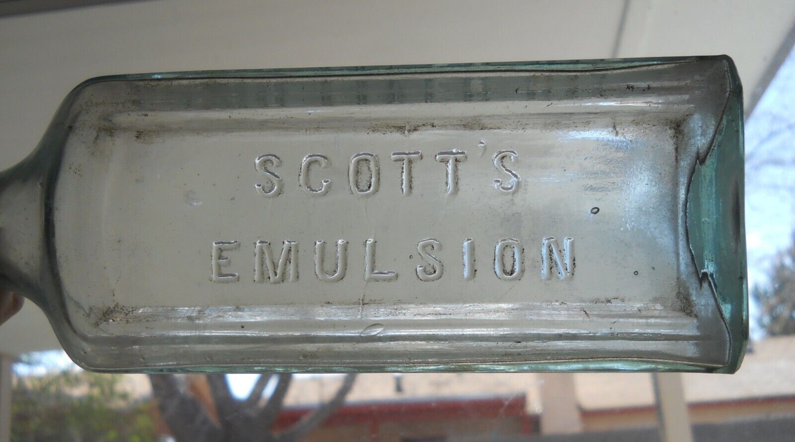Vintage Scott\'s Emulsion Cod Liver Oil With Lime & Soda Embossed Bottle 9 1/2\