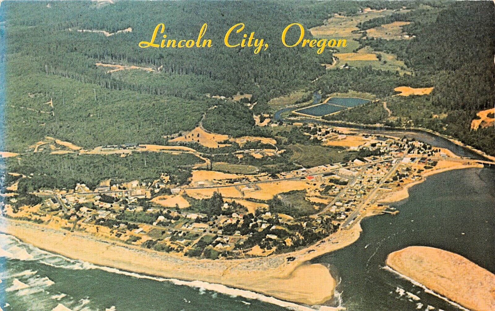 Lincoln City Taft OR Oregon Aerial View 1960s Siletz Bay Vtg Postcard C66