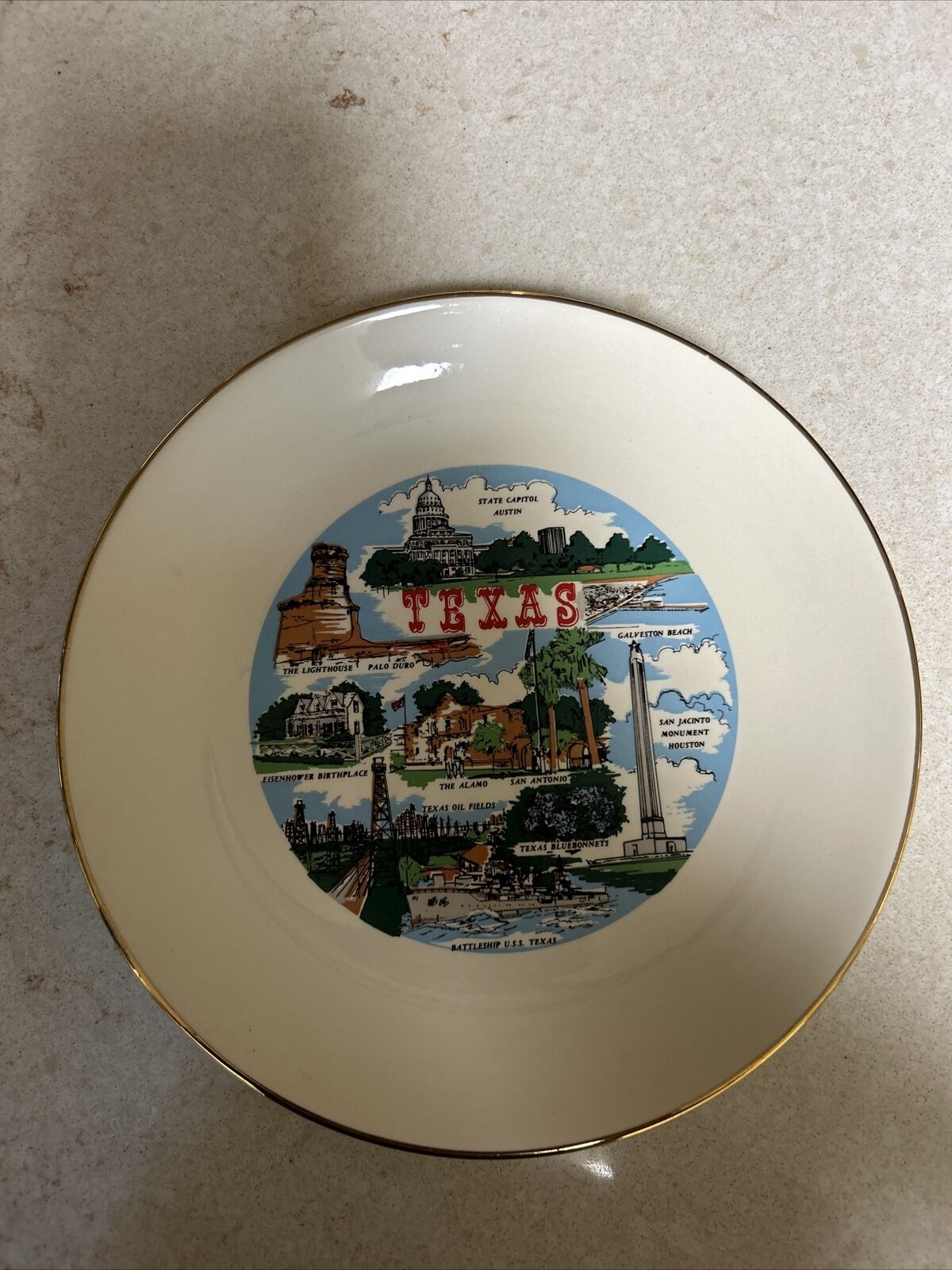 Texas - The Lonestar State Souvenir Plate, Vintage