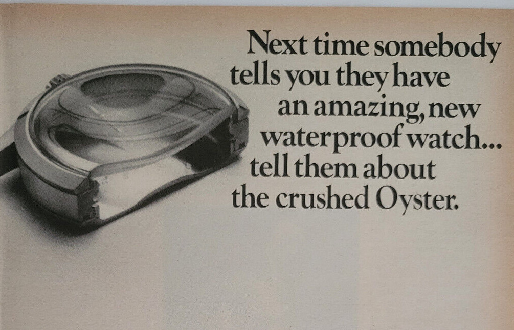 Rolex Oyster Watch Waterproof Guaranteed 330 Feet Original Ad 1969 Time ~8x11\