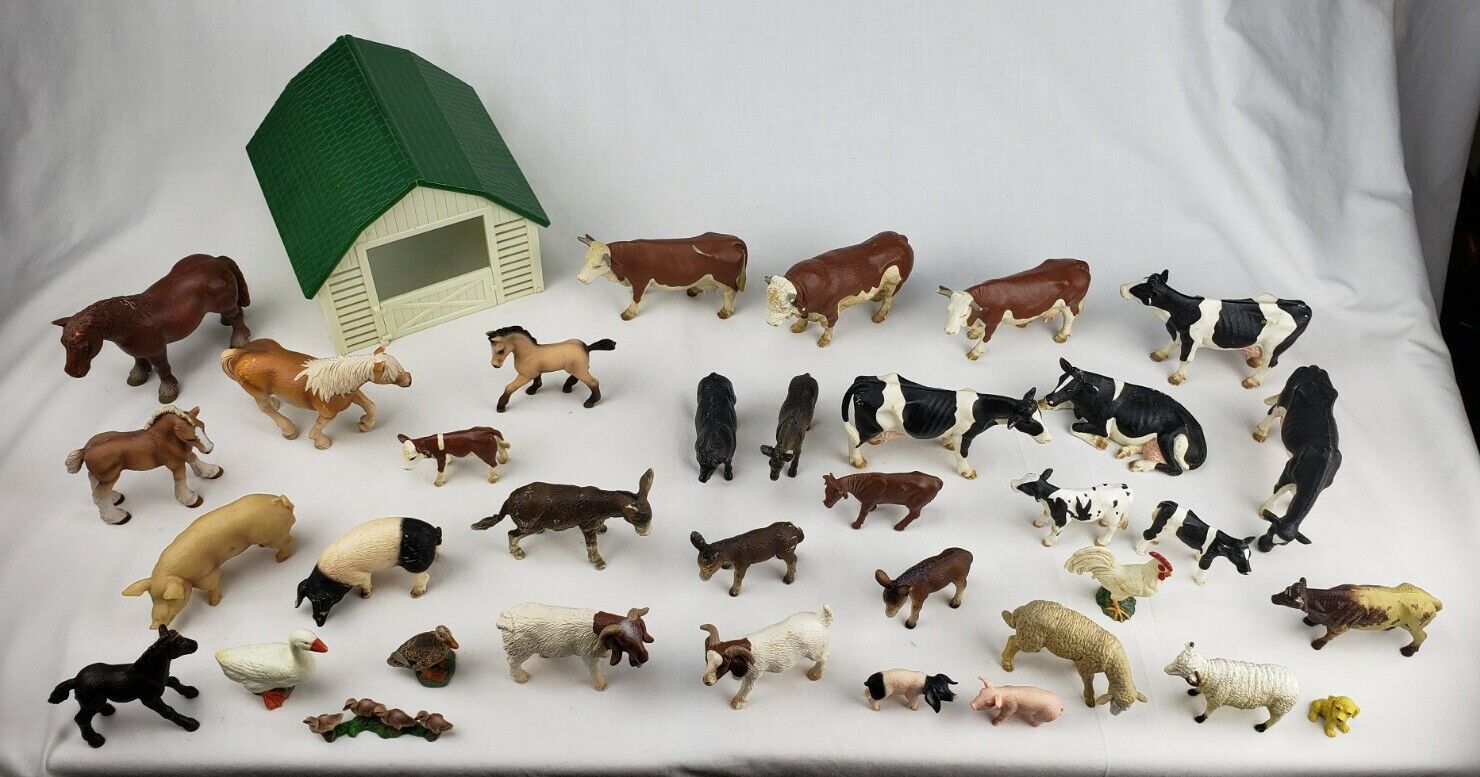 Vintage Schleich Animal Figurines Lot Germany Farm Animals Horses Cows Pony