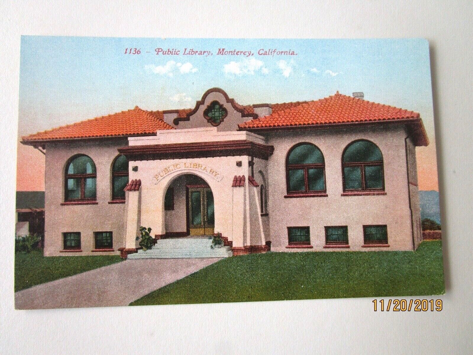 Public Library Monterey Ca Antique Postcard California Divided Back - G-31