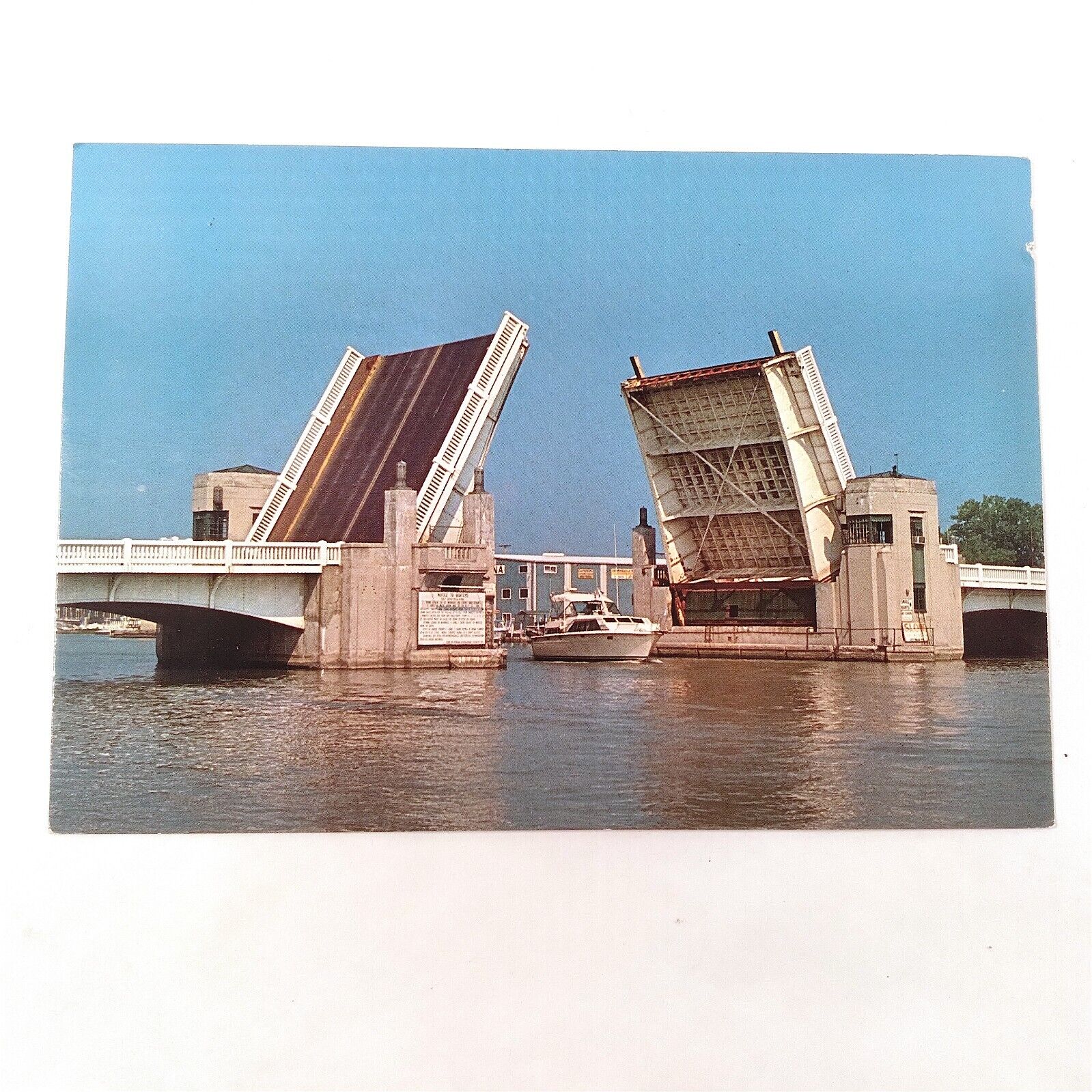 Ohio Port Clinton -Raised Drawbridge- Portage River Lake Erie 1990s Postcard 4x6
