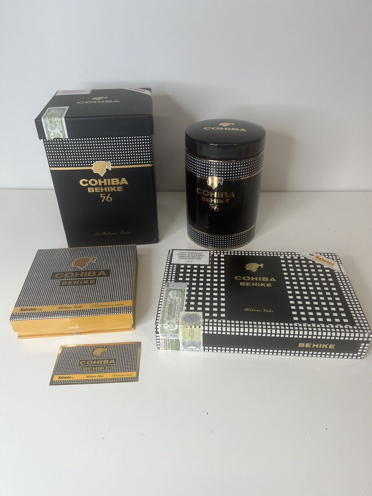 COHIBA BRHIKE 56 Ceramic Cigar Humidor Habanos Box, and Ashtray W/ Matches