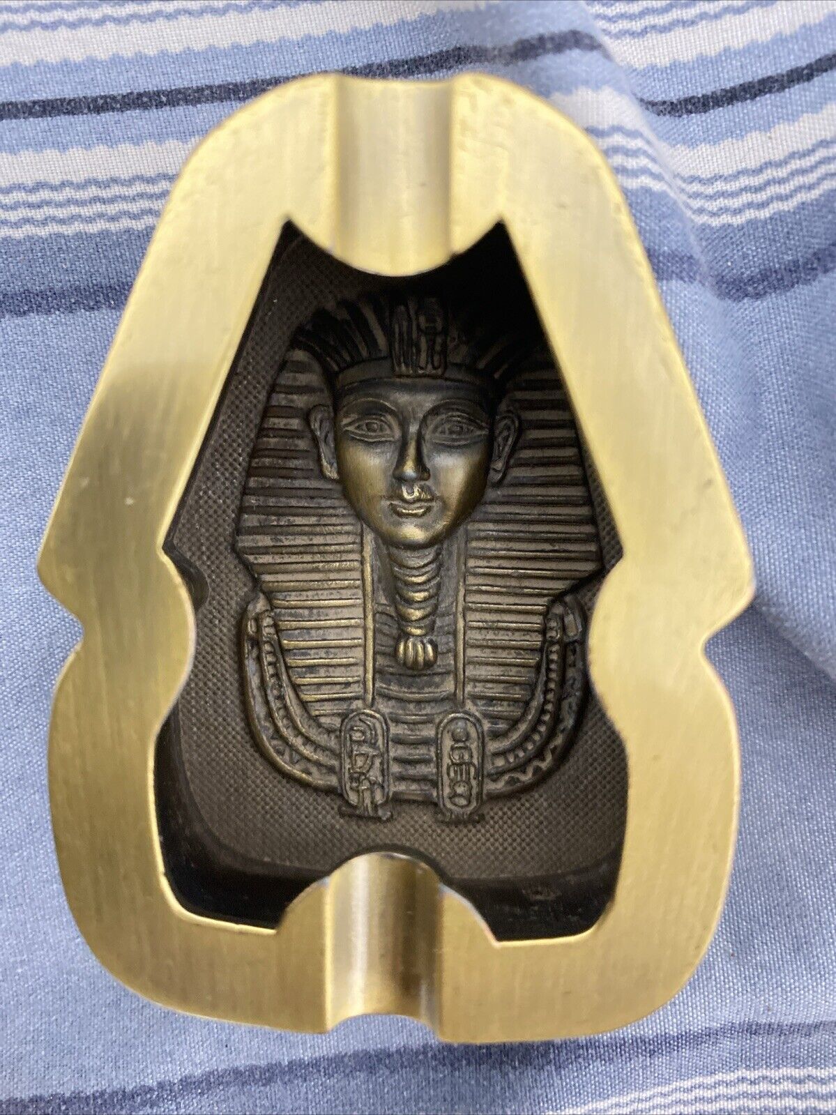 Vintage Brass Egyptian King TUT  Ashtry