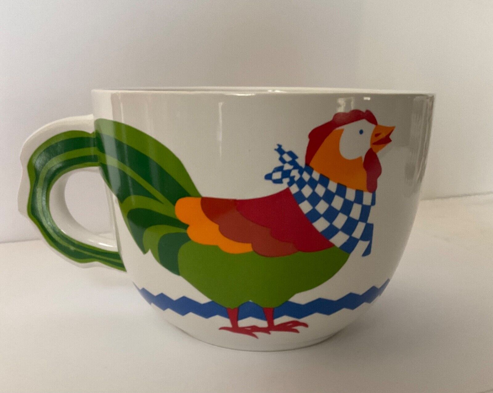 Vintage FTD 1992 Rooster Chicken Coffee Mug Soup Bowl Oversized 4.5” Round 16 oz