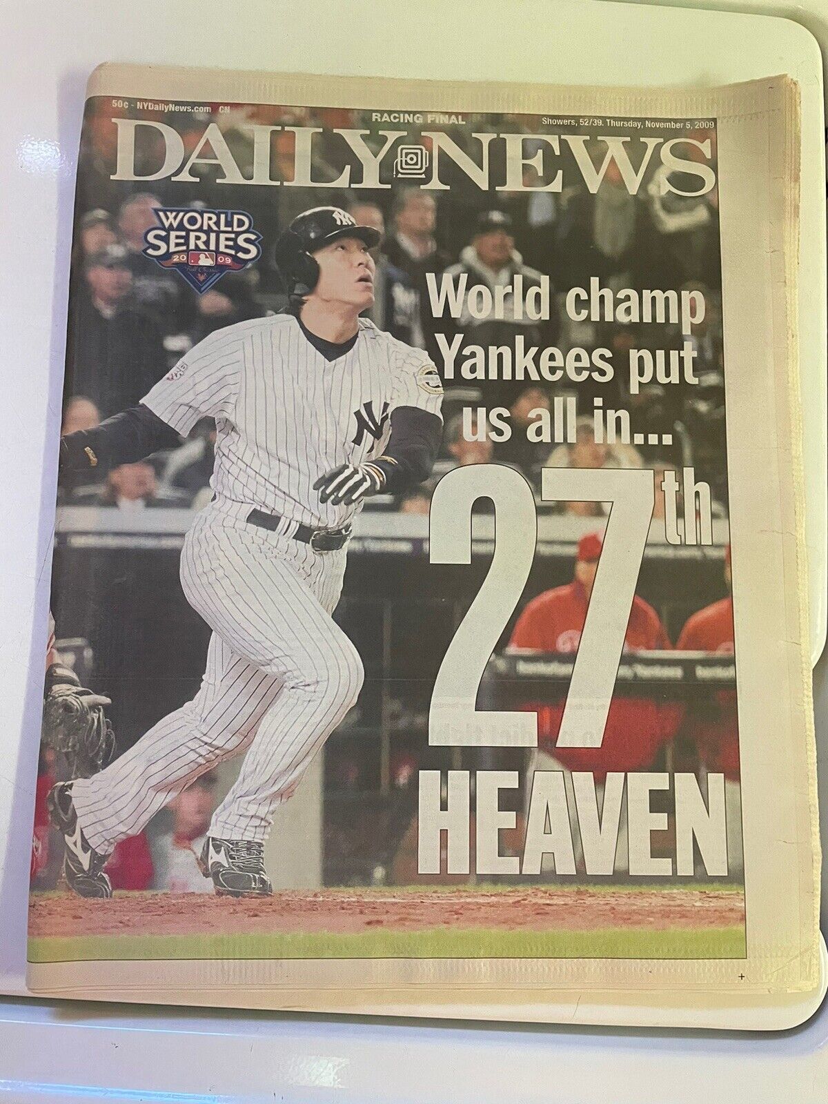 Nov. 5, 2009 Daily News Complete Newspaper Hideki Matsui Yankees World Series Wi