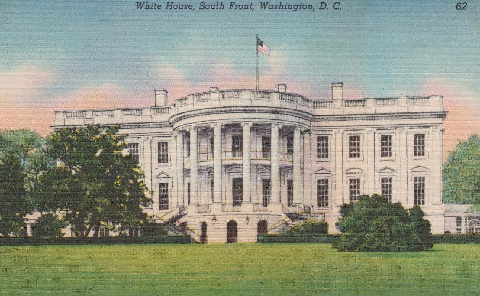 Washington DC White House South Front Vintage Linen Postcard
