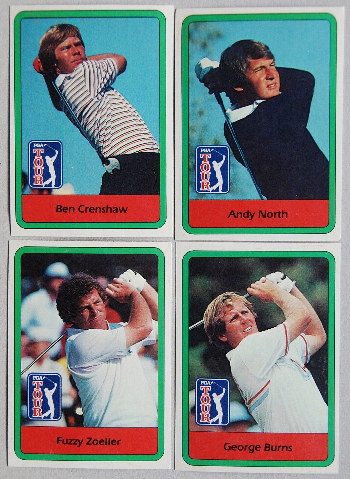 Cartes PGA Tour Golf (TOPPS ?), Ben Crenshaw Andy North F.Zoeller G.Burns, 1982