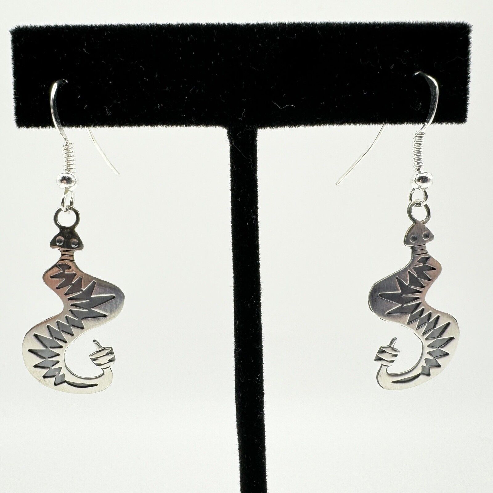 Navajo Sterling Silver Rattlesnake Dangle Earrings Native American Jewelry New