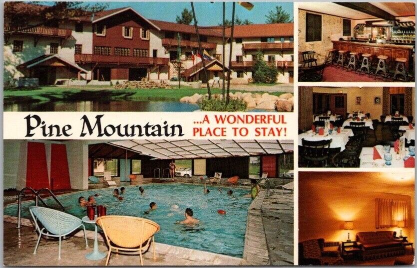 IRON MOUNTAIN., Michigan Postcard PINE MOUNTAIN LODGE Multi-View c1970s Unused