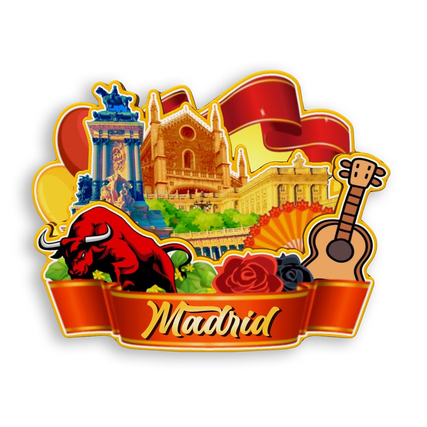 Madrid Spain Refrigerator magnet 3D travel souvenirs wood craft gift