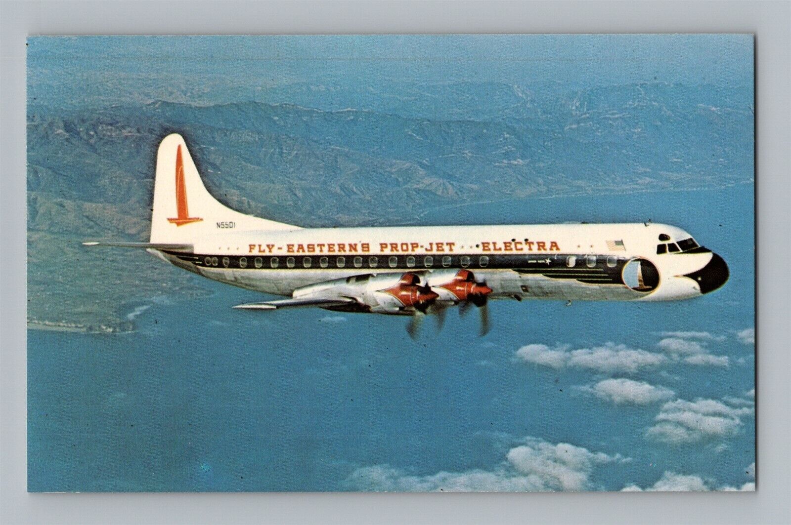 Aviation Airplane Postcard Eastern Airlines Lockheed L-188A Electra Propjet V3