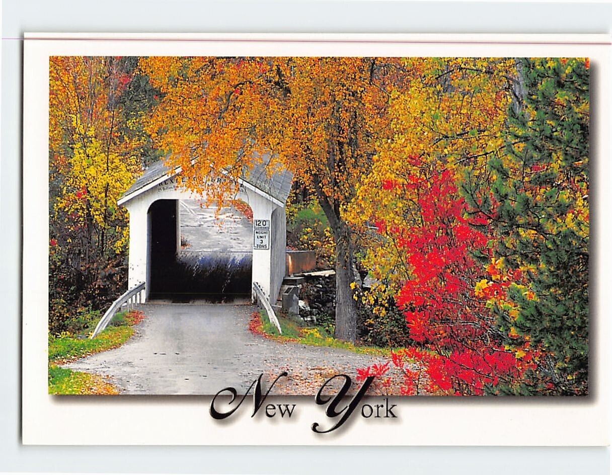 Postcard A scenic autumn view of the Rexleigh Covered Bridge Salem New York USA