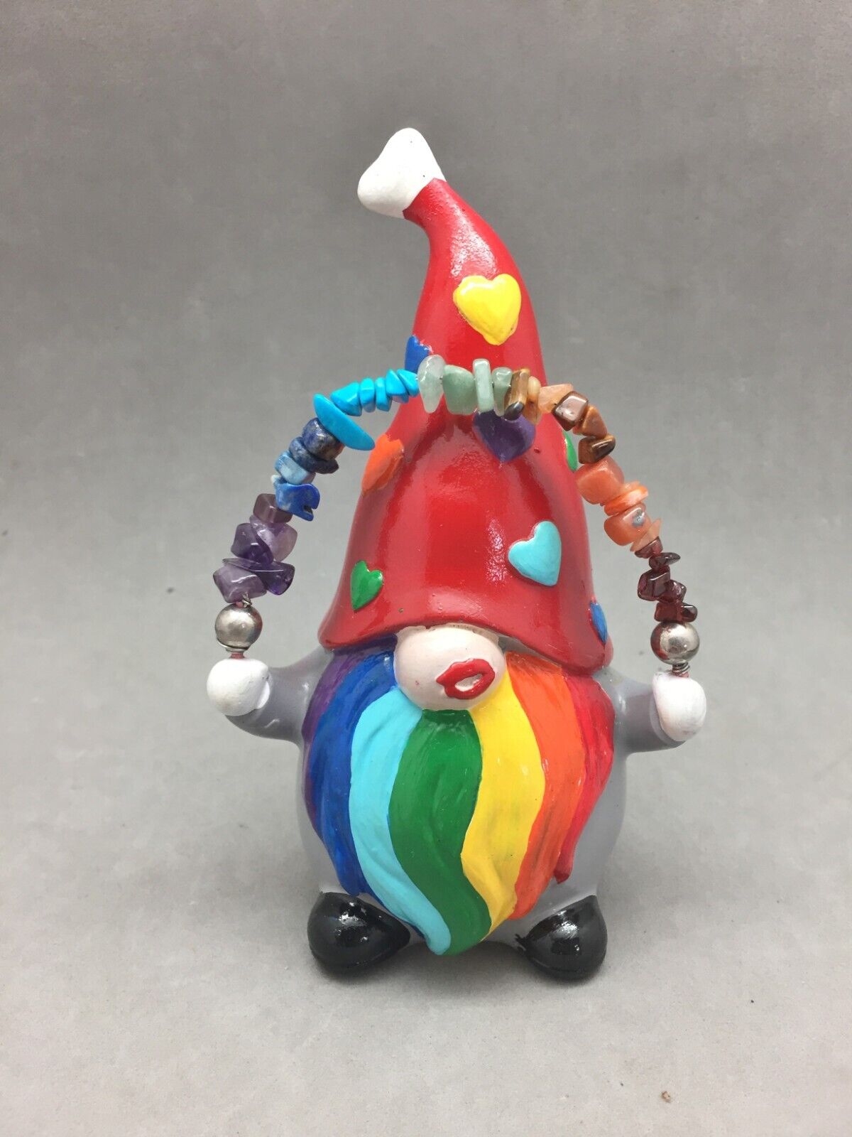 Chakra Genuine Gemstone Rainbow Gnome Figure 5.5\