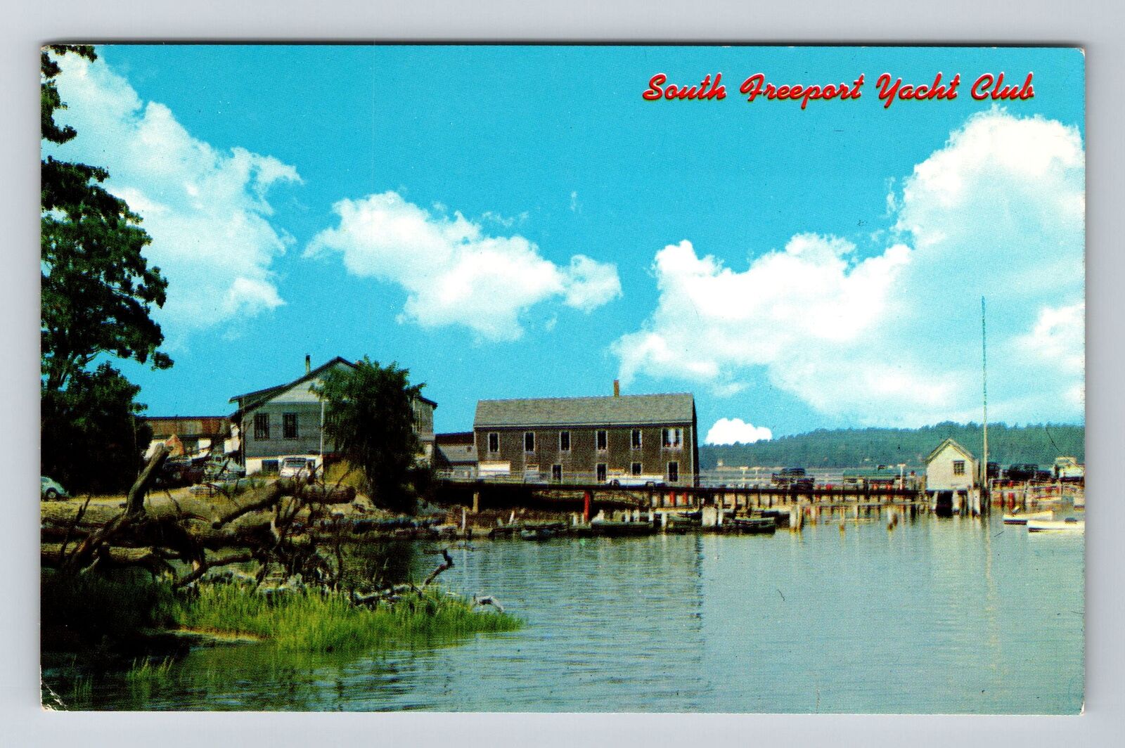 South Freeport ME-Maine South Freeport Yacht Club Harbor Vintage Postcard