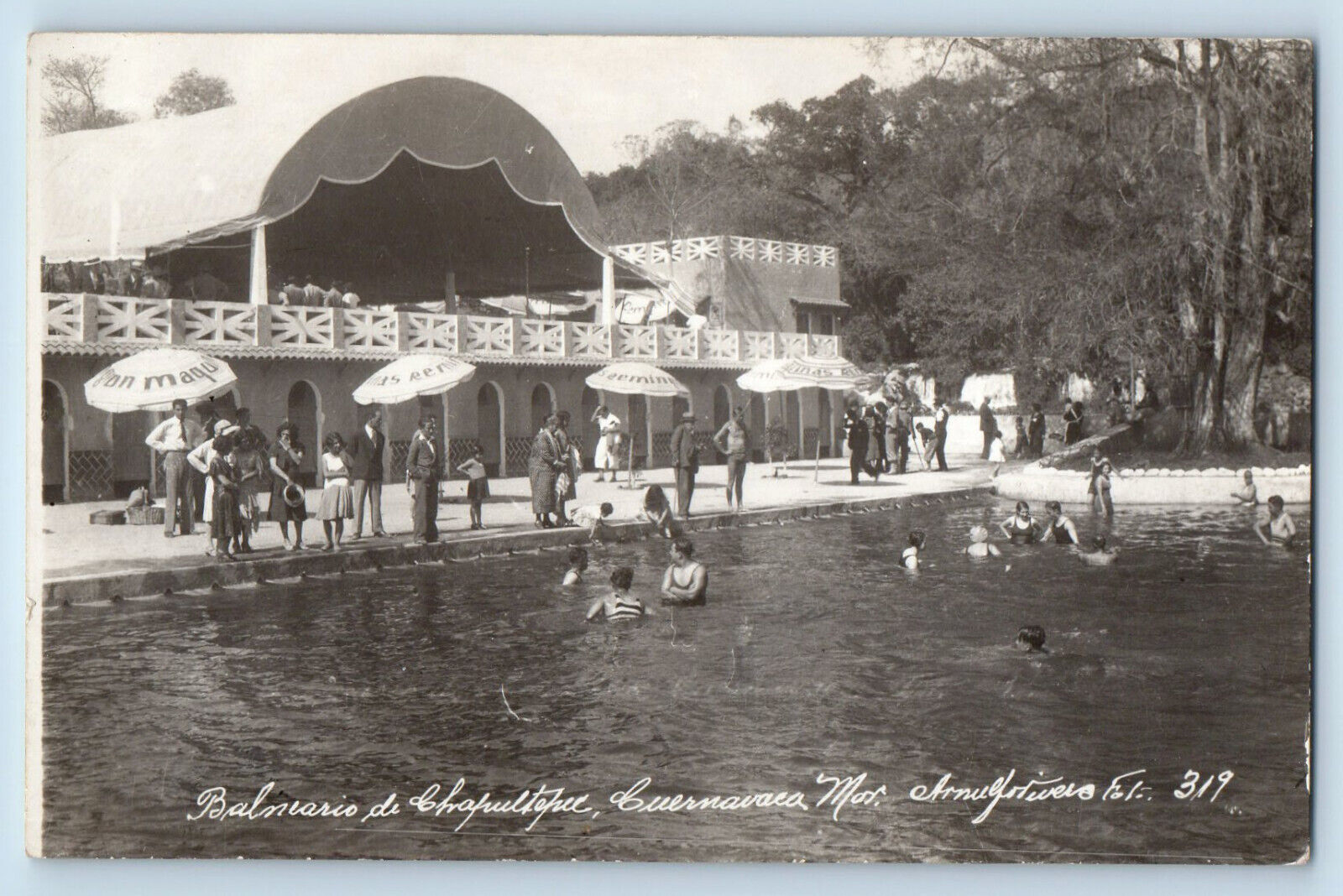Cuernavaca Morelos Mexico Postcard Balneario De Chapultepec c1950\'s RPPC Photo