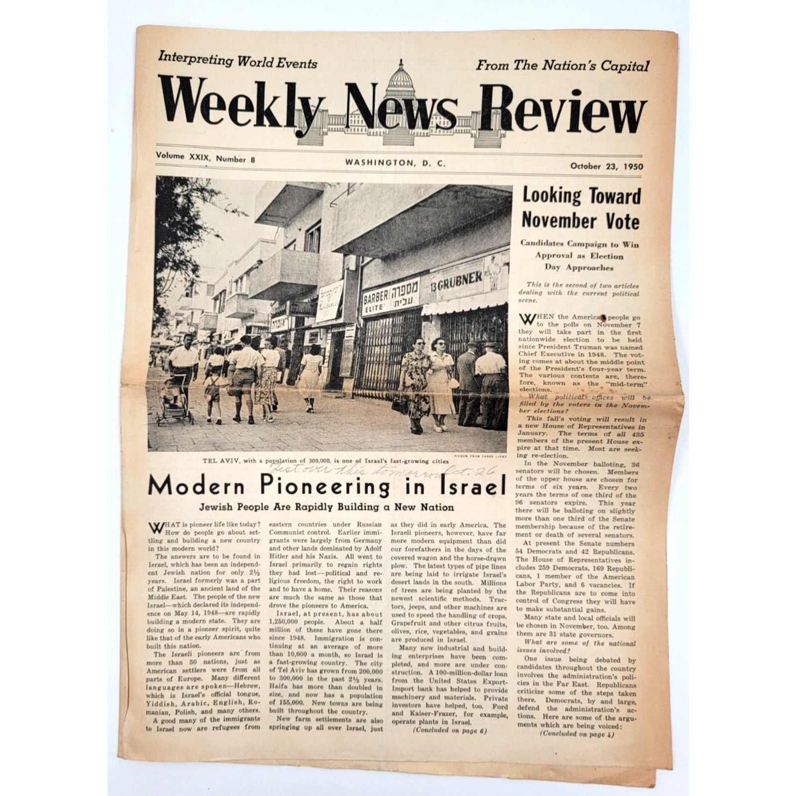 Weekly News Review October 23 1950 Washington D C Newspaper November Vote