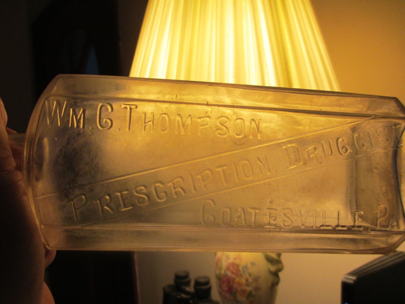 Rare Wm. G. THOMPSON PRESCRIPTION DRUGGISTS Coatesville, PA  1880-90\'s 8 inch