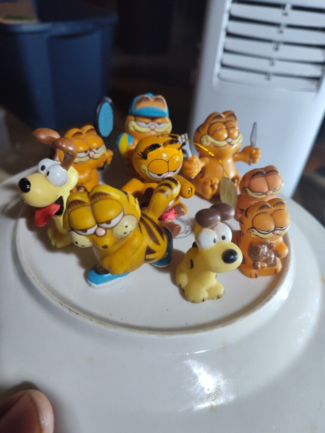 Lot Of 9 Garfield Figurines Including Spoon And Fork,Tennis, Running,...