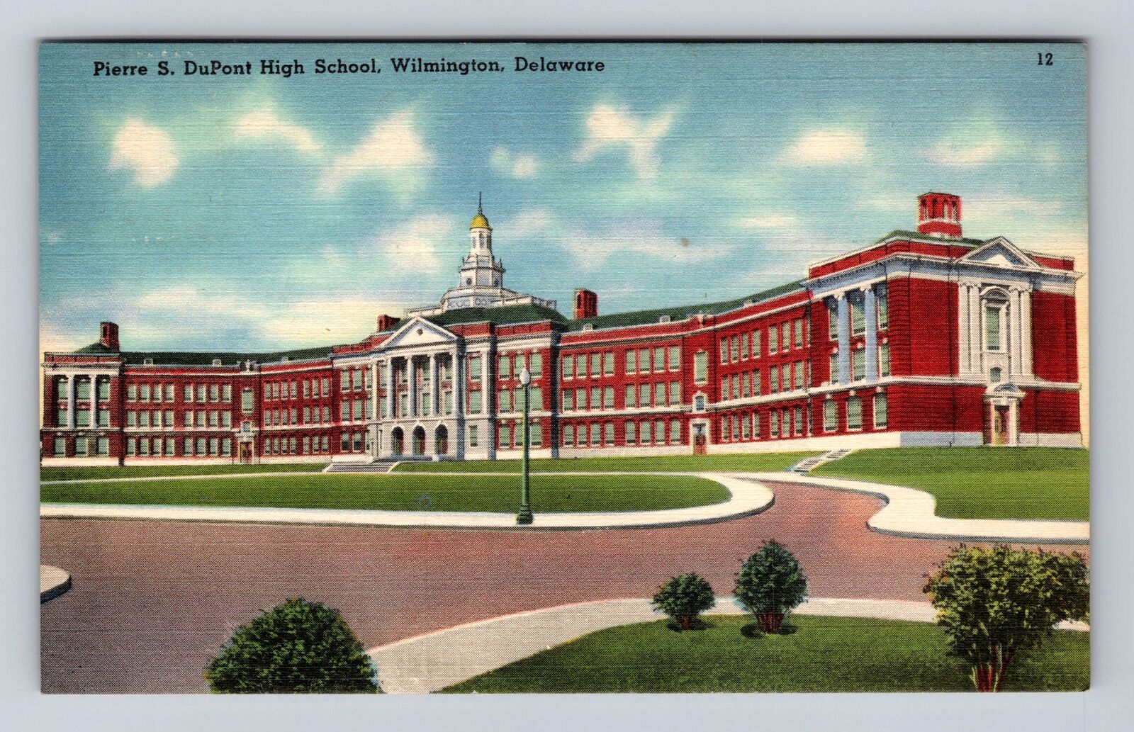 Wilmington DE-Delaware, Pierre S. DuPont High School, Vintage Souvenir Postcard