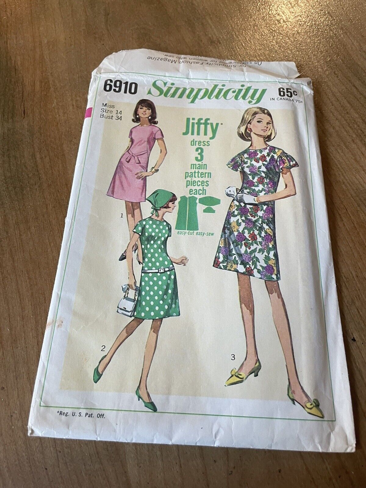 Vintage 1960s SIMPLICITY Pattern 6910 Dress  Miss Size 14 Bust 34