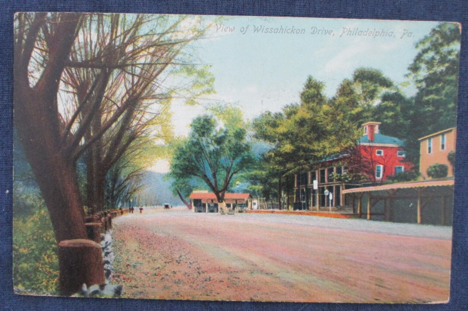 1909 Philadelphia Pennsylvania Wissahickon Drive Street Scene Postcard