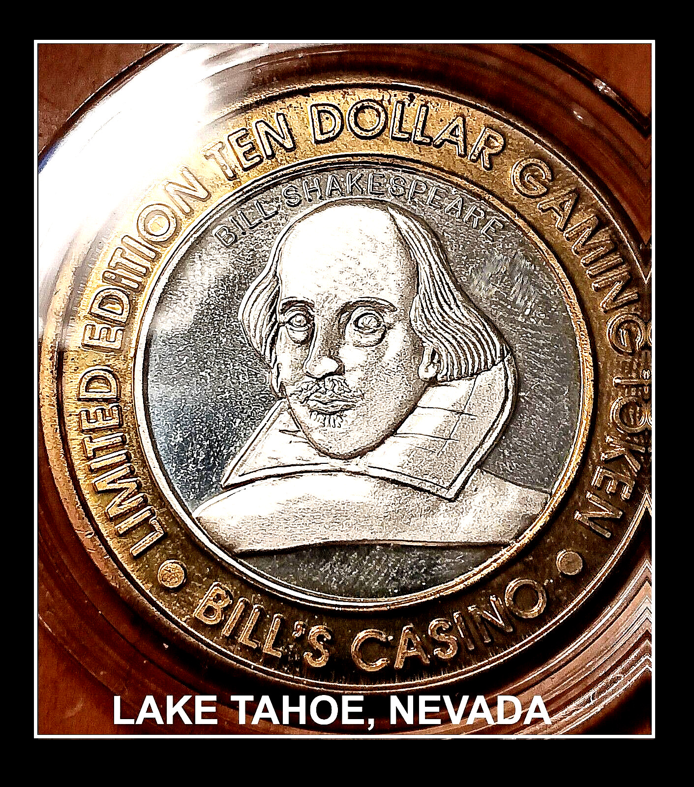 💰Bill's Casino Lake Tahoe  |  Silver Strike Token | 'Shakespeare' $10 .999 FINE