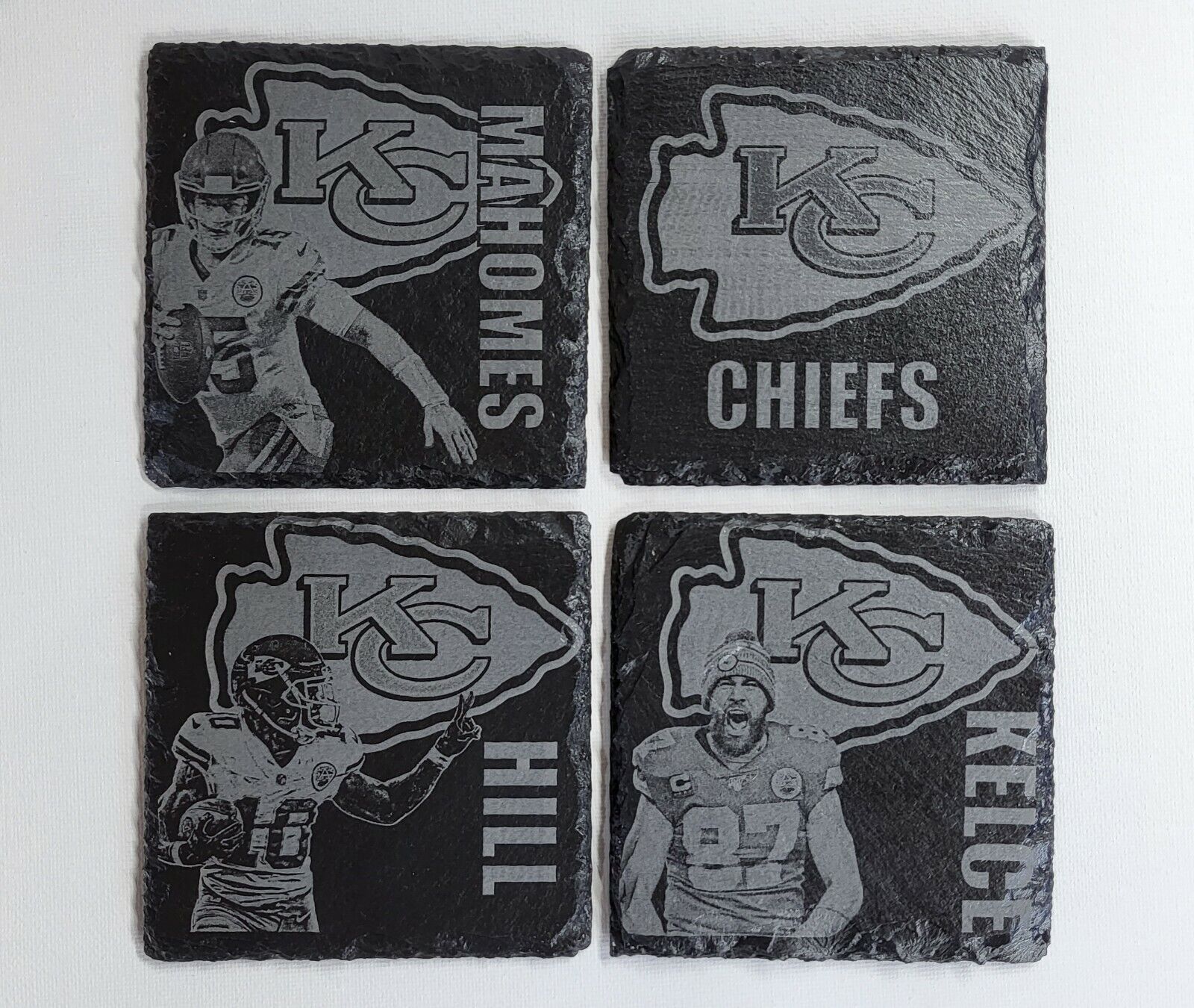 KC Chiefs Slate Coasters-4 pack