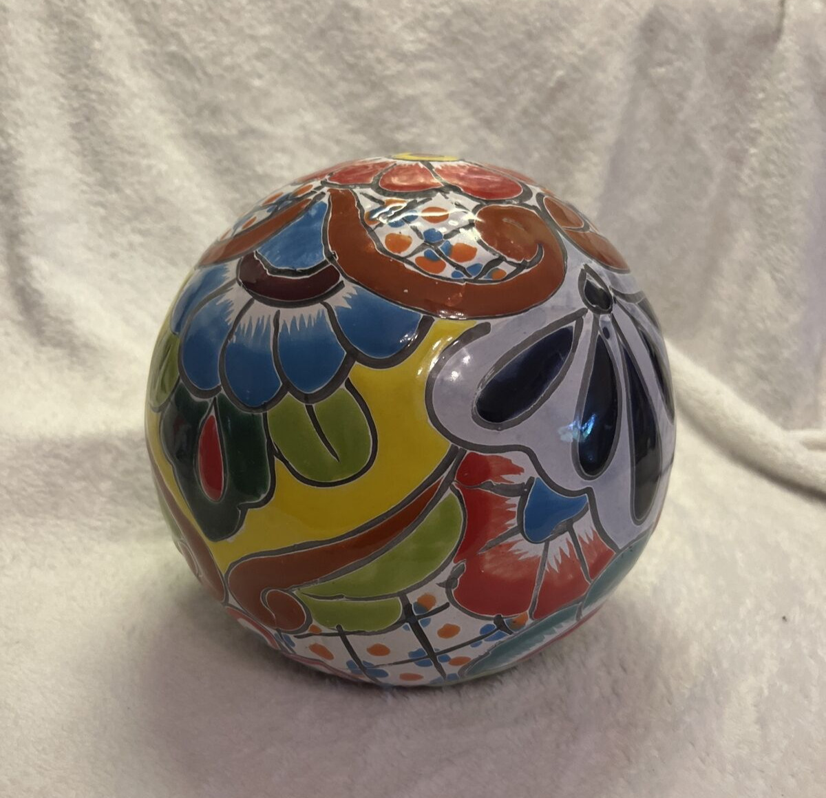 Talavera Style Sphere - Mexican Pottery- Decor