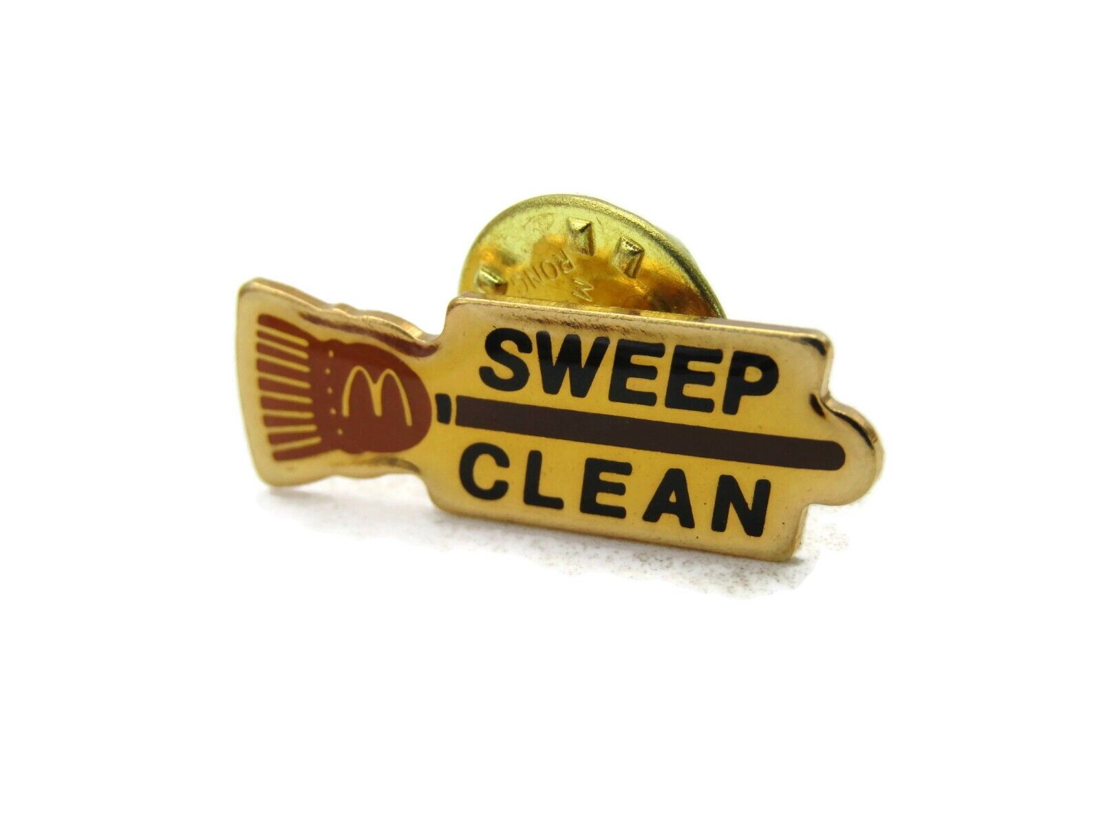 Sweep Clean McDonald\'s Broom Pin Gold Tone