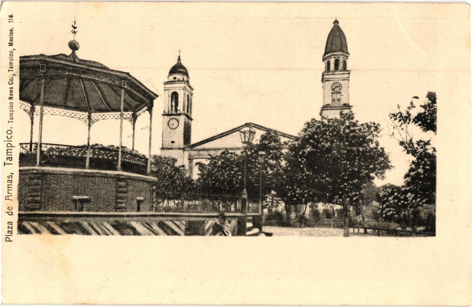 Plaza de Armas Tampico Mexico Undivided Unposted Postcard c1910
