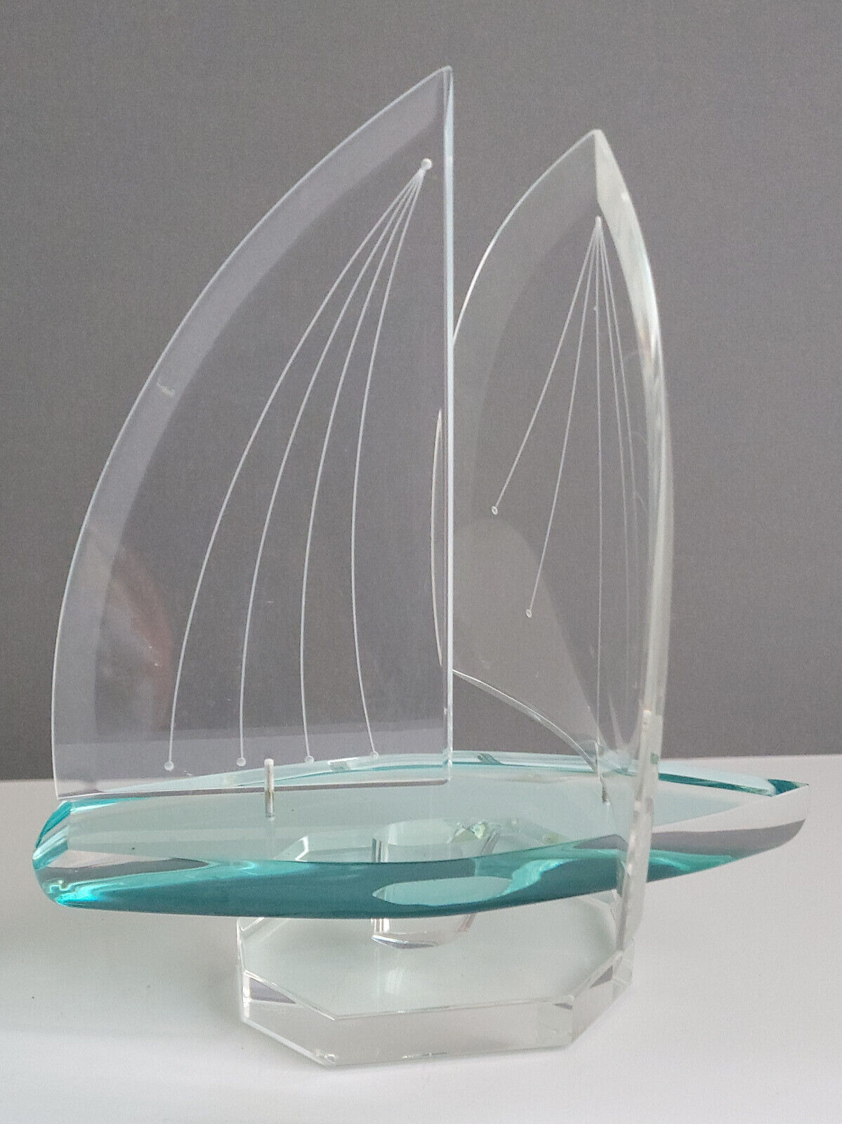 Men's Gifts Signed J.Penri Lucite Acrylic Sailboat Sculpture 2001 Collection
