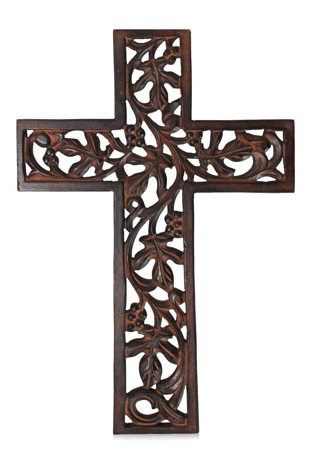 Jesus Christ Cross Hand Engarved Wood Crucifix for Wall Church Chapel Decoration