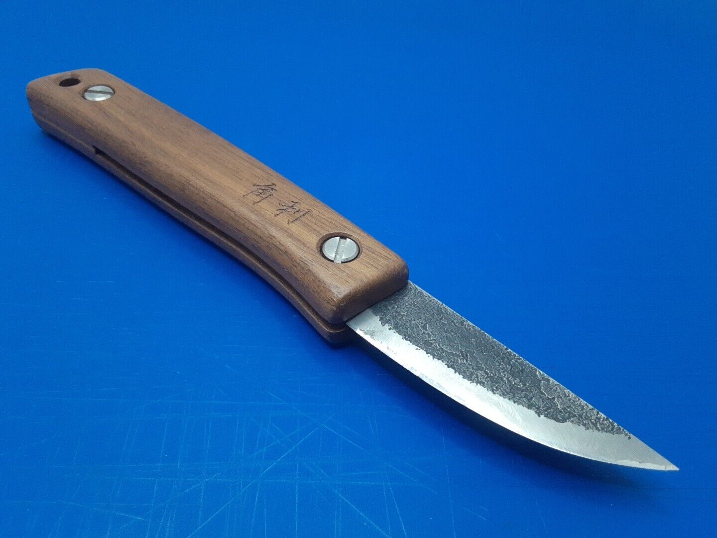 KAKURI Japanese Folding Pocket Knife Walnut Handle Hand Forged White Steel No.2