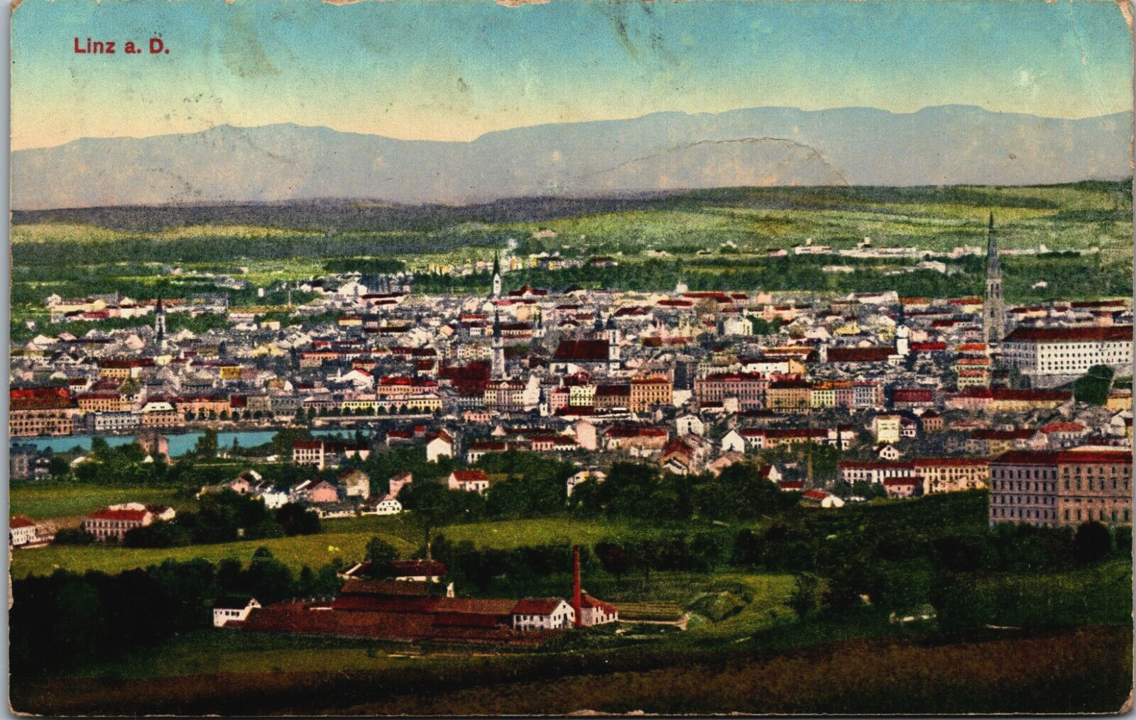 Austria Linz an der Donau View Vintage Postcard B160