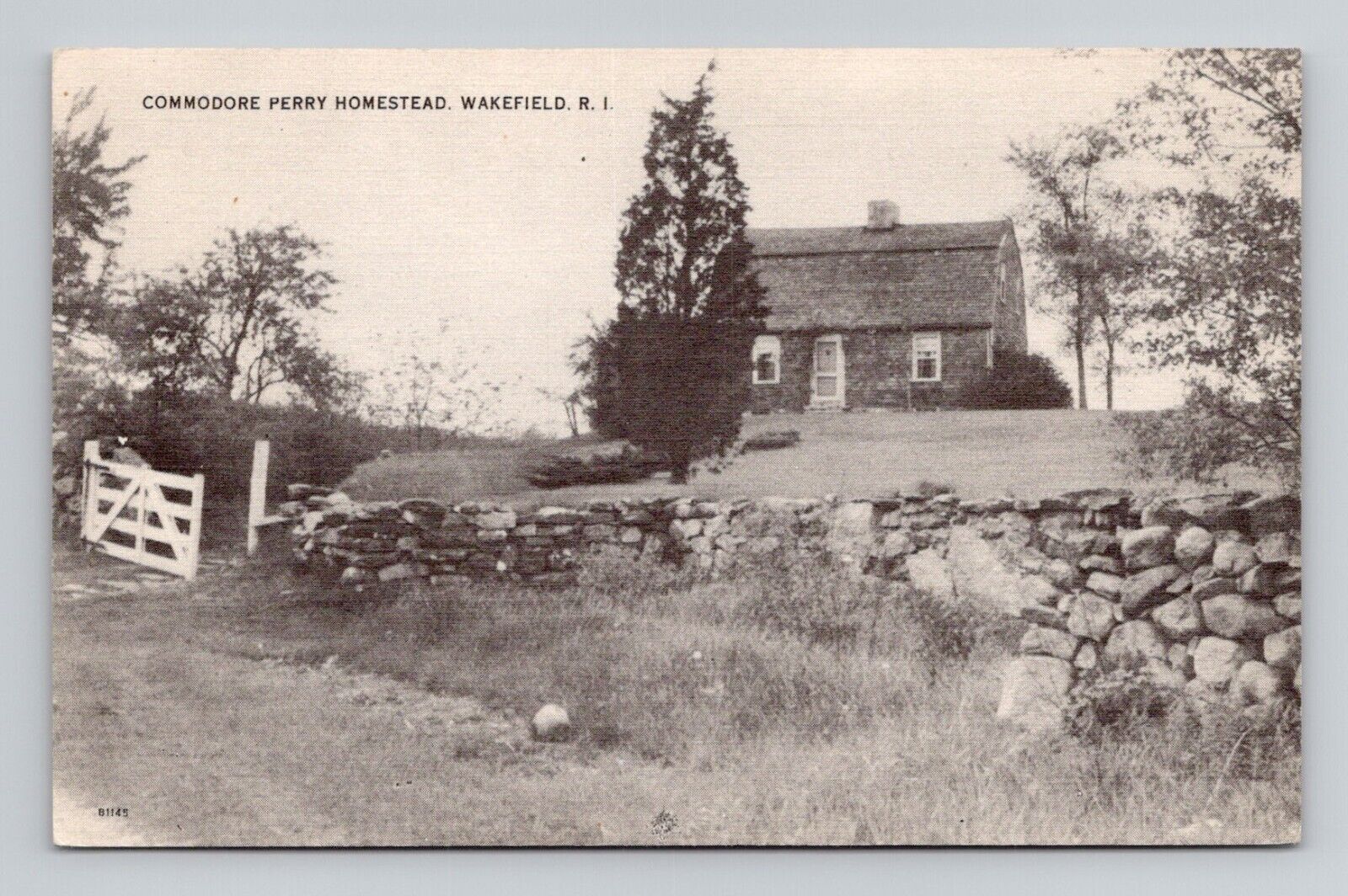 Postcard Commodore Perry Homestead Wakefield Rhode Island RI, Vintage Linen O17