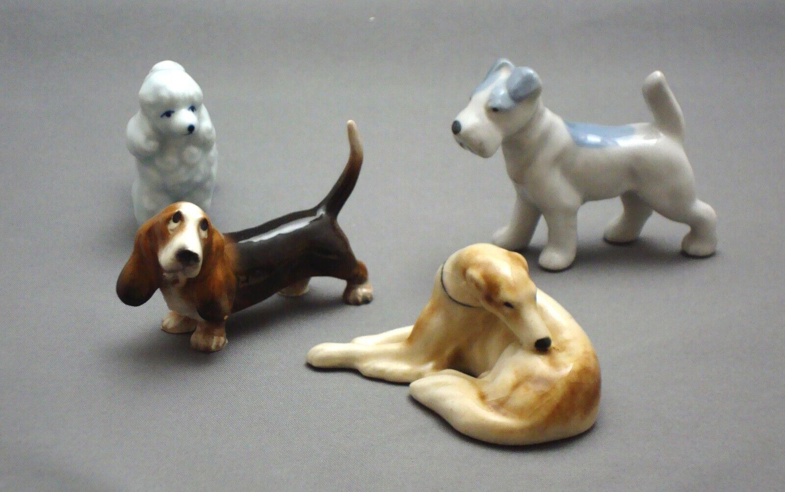 Vintage Miniature Dogs Porcelain Animal Figurines Japan Lot of 4