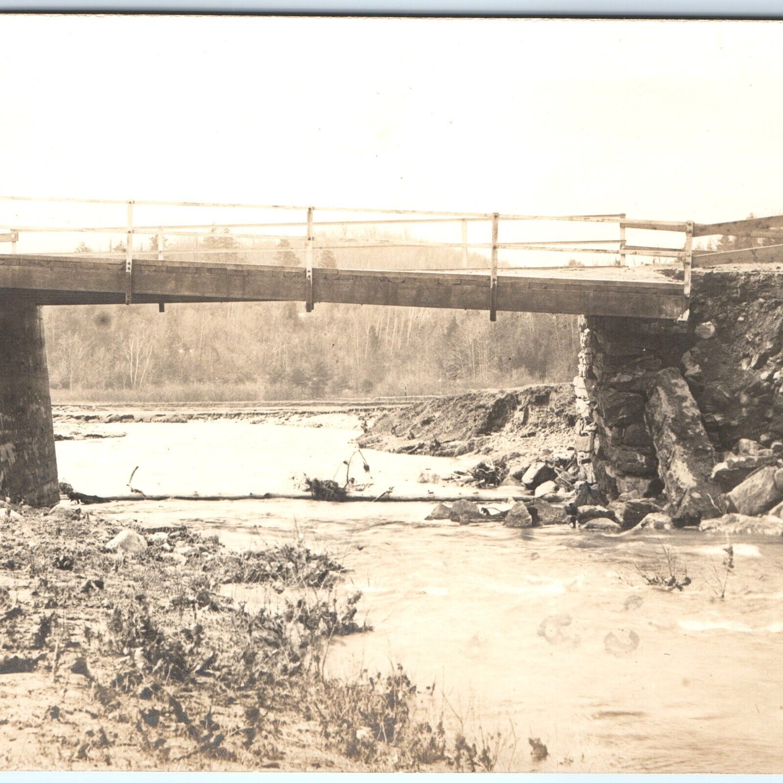 c1910s Mystery US Bridge RPPC Falling Apart Real Photo Stones Ruins Postcard A93