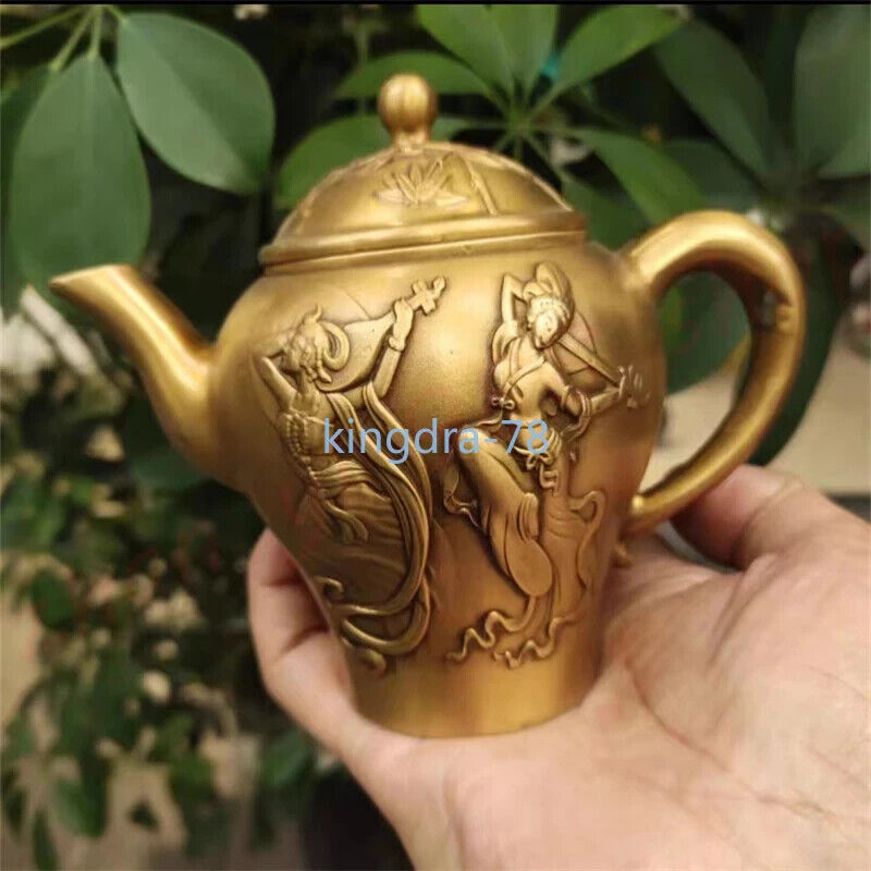 Brass Flying Fairy Tea Pot Wine Pot Exquisite Home Furnishings Decorations