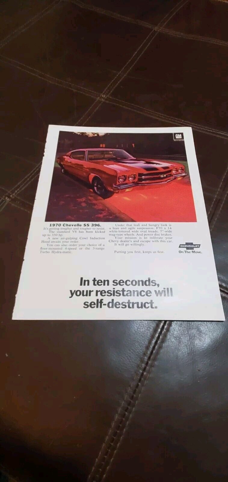 1970 CHEVELLE SS/IN TEN SECONDS AD
