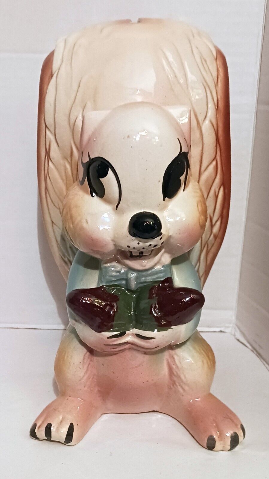 Squirrel Holding Nuts Large Ceramic Bank Made in Mexico