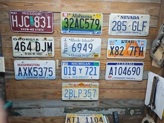 Variety of 10 expired 2013 Mixed State craft condition License Plate  HJC 831