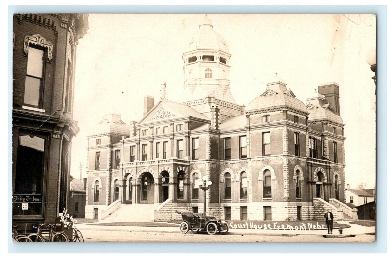 Court House Fremont Nebraska RPPC Photo 1910 Laurel Vintage Antique Postcard