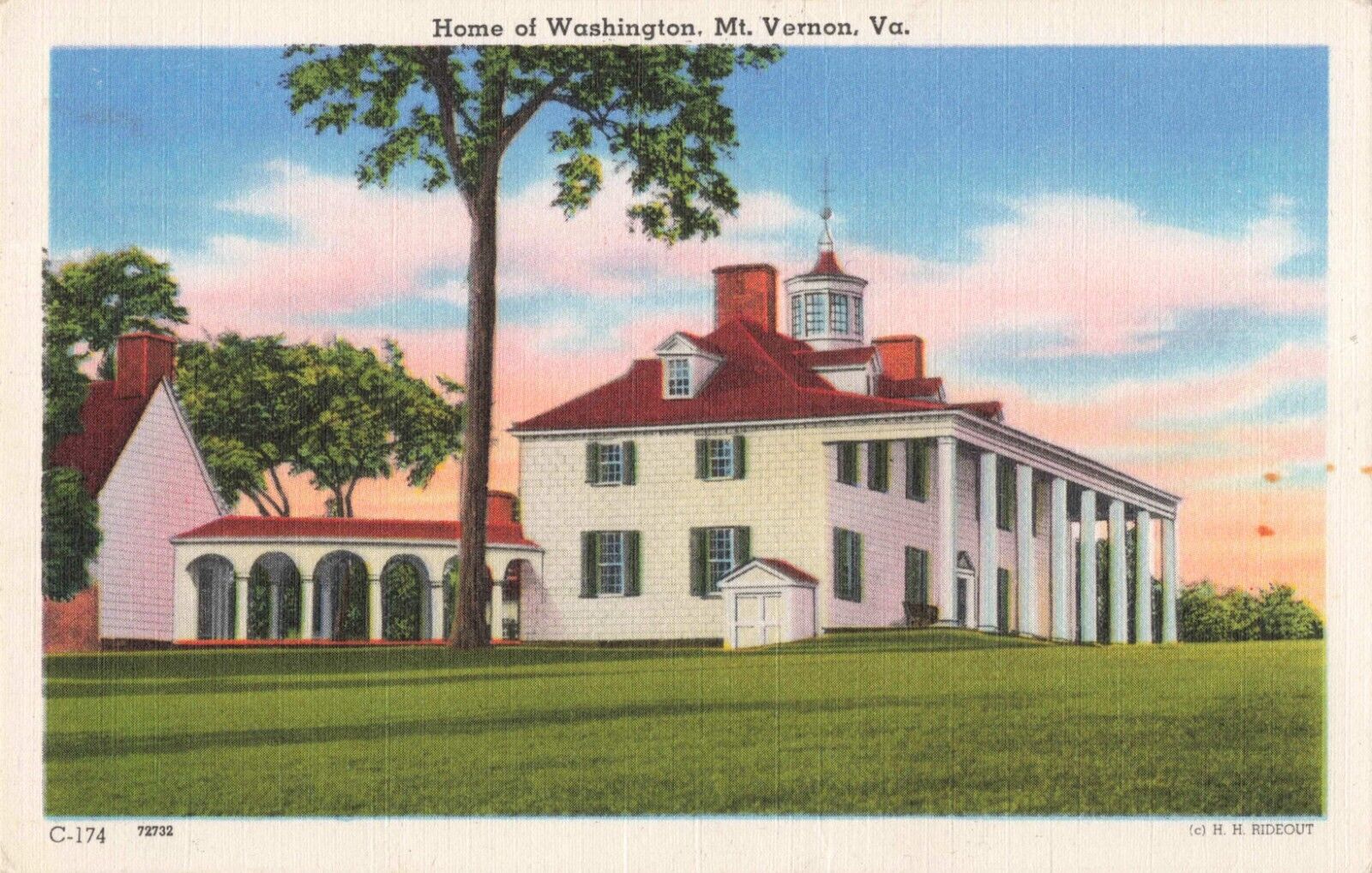Mount Vernon VA Virginia, Home of George Washington, Vintage Postcard