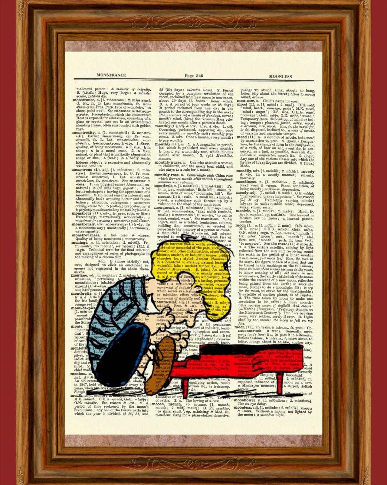Schroeder Charlie Brown Dictionary Art Print Picture Poster Peanuts Piano Gift